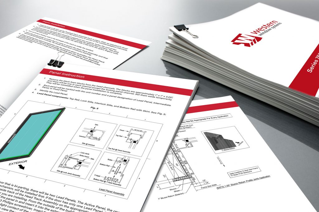 An image of Western Window Systems installation instruction booklets.