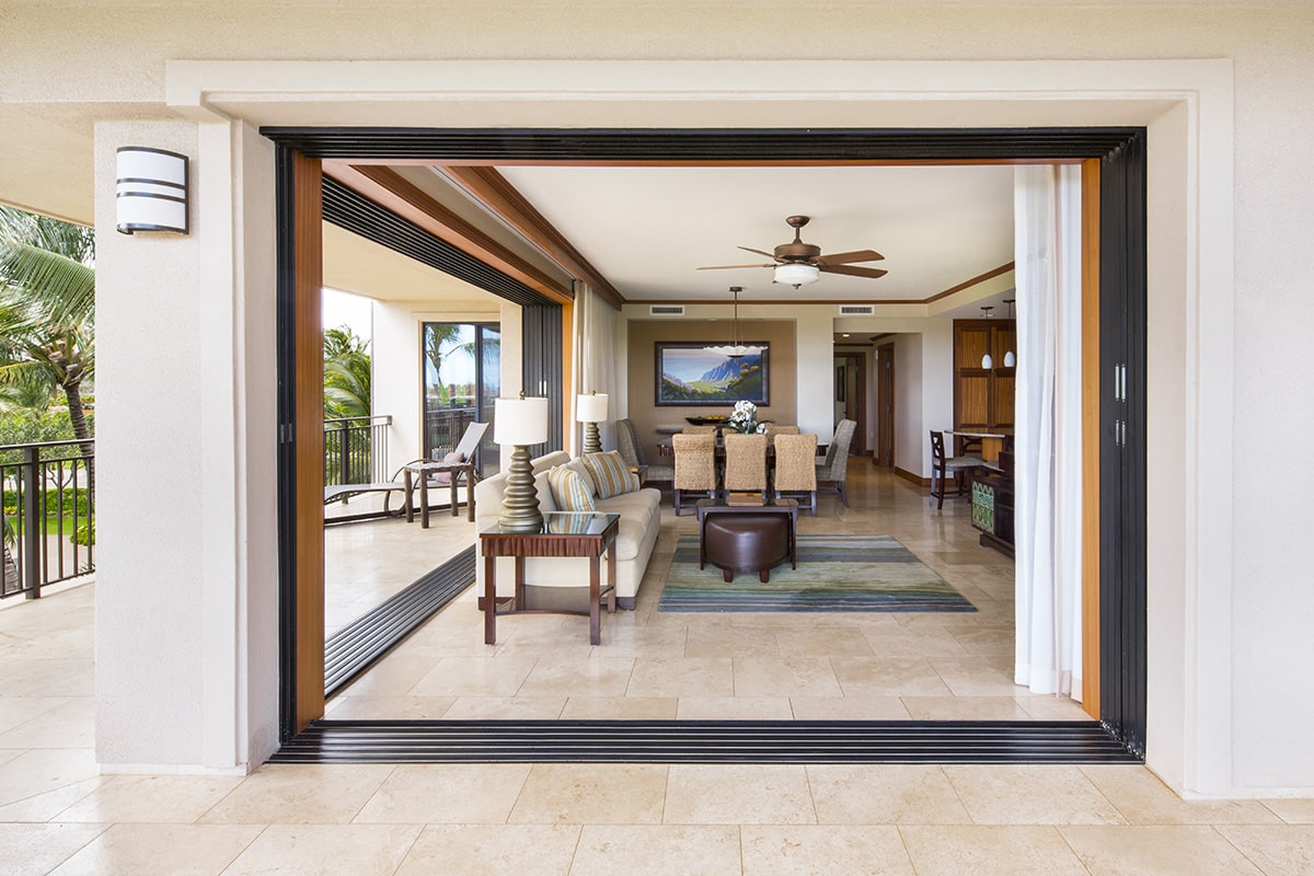The multi-slide doors pocket, completely blending guest rooms with the balcony.