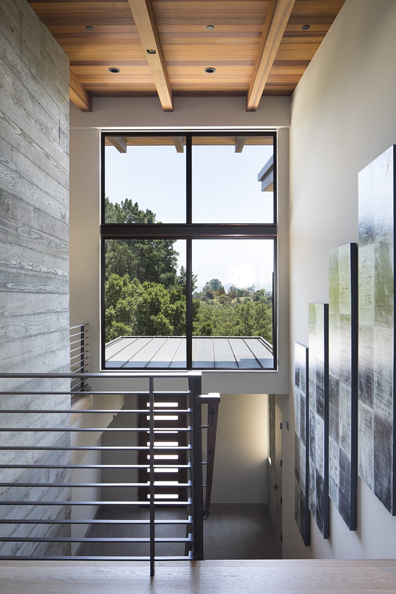 A bank of windows bathes the stairwell with lots of Bay Area natural light.